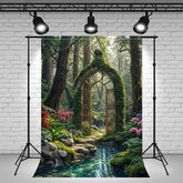 Stone Arch Romantic Pond Forest Photo Backdrop - Layoris